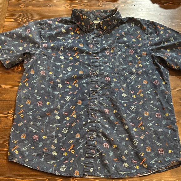 Magellan Outdoors Navy Patterned Casual Shirt - Picture 1 of 7